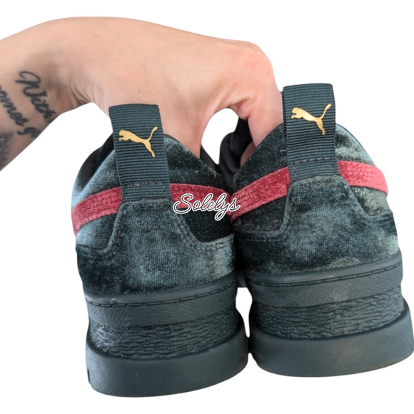 PUMA Mayze Womens 8 Velvet Green Gables Red Team Gold Low Top Platform Sneaker - Picture 6 of 10